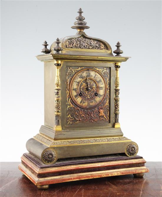 A 19th century French Henri II style ormolu mantel clock, 14.5in.